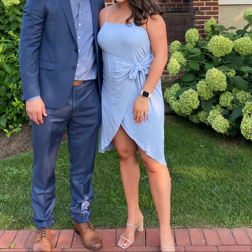 Lulu’s light blue faux wrap dress